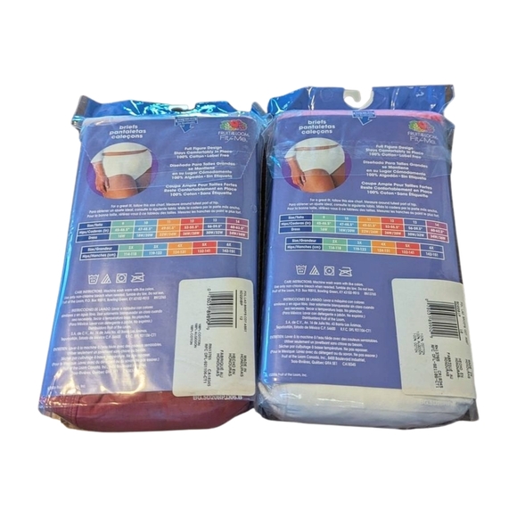 2 Packs Fruit of the Loom Women's Plus Size Briefs - 5 Pack 100% Cotton Size 12 - Picture 2 of 3